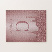 バラガーリー金ゴールドスパークルグリッタードリップスモノグラム ジグソーパズル (横)