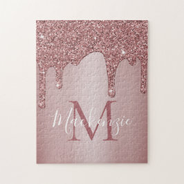 バラガーリー金ゴールドスパークルグリッタードリップスモノグラム ジグソーパズル