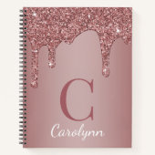 バラガーリー金ゴールドスパークルグリッタードリップスモノグラム ノートブック (正面)