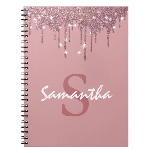 バラガーリー金ゴールドスパークルグリッタードリップスモノグラム ノートブック (正面)