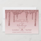 バラガーリー金ゴールドスパークルグリッタードリップ誕生日 招待状 (正面)