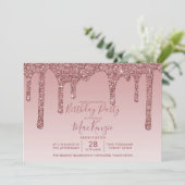 バラガーリー金ゴールドスパークルグリッタードリップ誕生日 招待状 (スタンド正面)