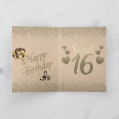 バラガーリー金ゴールドパーソナライズされたスイート16誕生日 カード (内部)