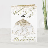 バラガーリー金ゴールドパーソナライズされたスイート16誕生日C カード (正面)