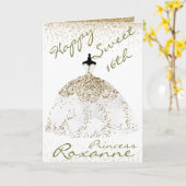 バラガーリー金ゴールドパーソナライズされたスイート16誕生日C カード (黄色い花)