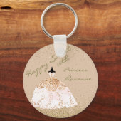 バラガーリー金ゴールドパーソナライズされたスウィート16th誕生日 キーホルダー (正面)