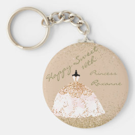 バラガーリー金ゴールドパーソナライズされたスウィート16th誕生日 キーホルダー