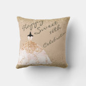 バラガーリー金ゴールドビッグボールガウンスウィート16誕生日 クッション (裏面)