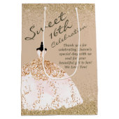 バラガーリー金ゴールドビッグボールガウンスウィート16誕生日 ミディアムペーパーバッグ (裏面)