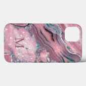 バラガーリー金ゴールドピンクアゲートクォーツグリッターモノグラム Case-Mate iPhoneケース (裏面 (横))