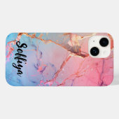 バラガーリー金ゴールドピンクアゲートクォーツスパークルモノグラム Case-Mate iPhoneケース (裏面 (横))