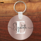 バラガーリー金ゴールドブラシ仕上げメタルスクリプト名モノグラム キーホルダー (正面)