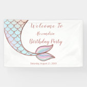 バラガーリー金ゴールドホワイトマーメイドテールプール誕生日 横断幕 (横)