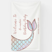 バラガーリー金ゴールドホワイトマーメイドテールプール誕生日 横断幕 (縦)