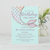 バラガーリー金ゴールドミントマーメイドテールプール誕生日 招待状 (スタンド正面)