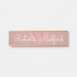 バラガーリー金ゴールドモノグラムのドアサイン サインプレート