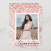 バラガーリー金ゴールド写真卒業パーティー招待状 案内状 (正面/裏面)