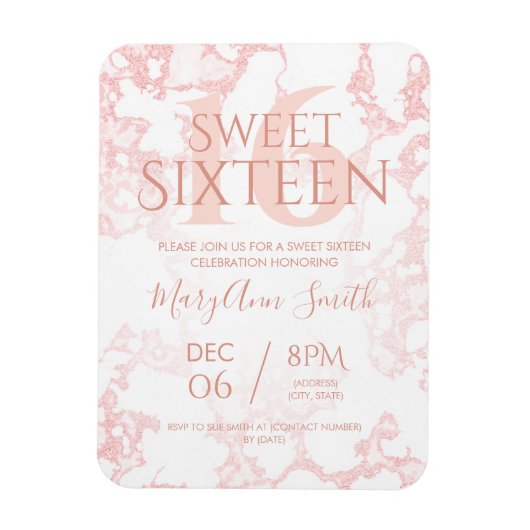 バラガーリー金ゴールド大理石グリッターSweet sixteen マグネット (縦)