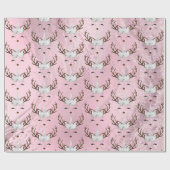 バラガーリー金ゴールド大理石ユニコーンのトナカイ模様 ラッピングペーパー (フラット)