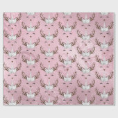 バラガーリー金ゴールド大理石ユニコーンのトナカイ模様 ラッピングペーパー (フラット)