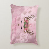 バラガーリー金ゴールド大理石ユニコーントナカイ雪の結晶 アクセントクッション (裏面(縦))