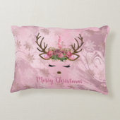 バラガーリー金ゴールド大理石ユニコーントナカイ雪の結晶 アクセントクッション (裏面)