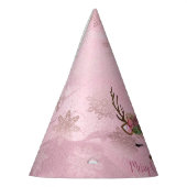 バラガーリー金ゴールド大理石ユニコーントナカイ雪の結晶 パーティーハット (左)