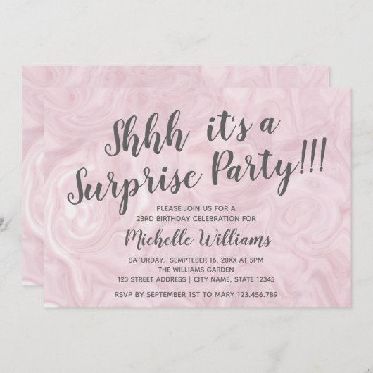 バラガーリー金ゴールド大理石|サプライズパーティー誕生日 招待状 (正面/裏面)