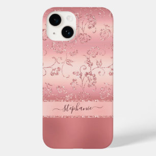 バラガーリー金ゴールド赤面ピンクフローラスパークル名 Case-Mate iPhone 14ケース