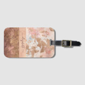 バラガーリー金ゴールド赤面ピンクマーブル ラゲッジタグ (正面横)