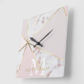 バラガーリー金ゴールド赤面幾何モノグラムクロック スクエア壁時計 (傾斜)