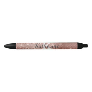 バラガーリー金ゴールドGlam Diamond Sparkle Monogram Name 黒ボールペン