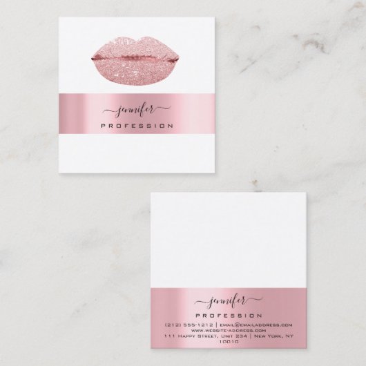 バラキスLIPSメイクアップアーティストホワイトガーリー スクエア名刺 (正面/裏面)