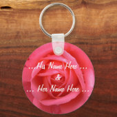 バラキーチェーンカスタムピンクレッドフラワーギフト キーホルダー (正面)