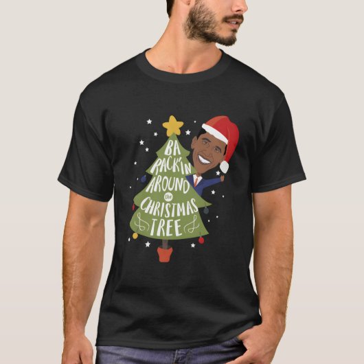 バラクおもしろいオバマバラクのまわりにinクリスマス tシャツ (正面)