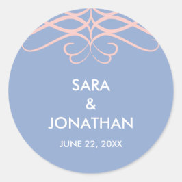 バラクォーツとブルーエレガントパーソナライズされた結婚ズ ラウンドシール