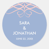 バラクォーツとブルーエレガントパーソナライズされた結婚ズ ラウンドシール (正面)