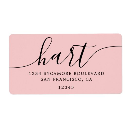 バラクォーツピンクスクリプトファミリー差出人住所 ラベル (正面)