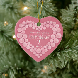 バラクォーツ第結婚2周年記念ハートピンク セラミックオーナメント