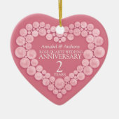 バラクォーツ第結婚2周年記念ハートピンク セラミックオーナメント (正面)