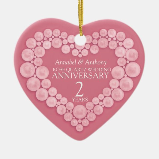 バラクォーツ第結婚2周年記念ハートピンク セラミックオーナメント (正面)