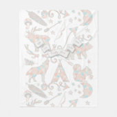 バラクォーツ、リペットシェルピンクとピーチエコームーン フリースブランケット (正面)