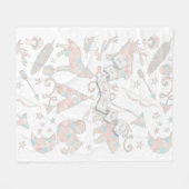 バラクォーツ、リペットシェルピンクとピーチエコームーン フリースブランケット (正面(横))