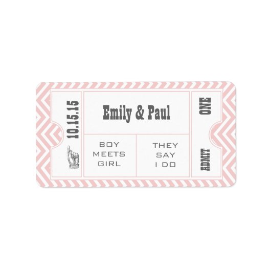 バラクォーツPINKウェディング日付保存チケット ラベル (正面)
