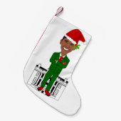 バラクオバマサンタクロースのクリスマスストッキング スモールクリスマスストッキング (正面 (吊り時))