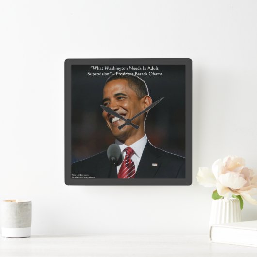 バラクオバマユーモア引用文ウォールクロック スクエア壁時計 (ホーム)