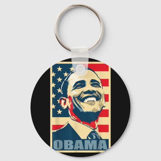 バラクオバマ大統領44アメリカ国旗のハッピーデモ キーホルダー (正面)