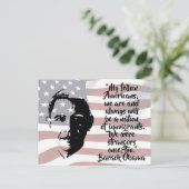 バラクオバマ引用文とアメリカ国旗はがき ポストカード (スタンド正面)