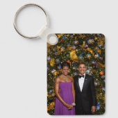 バラクオバマ米大統領ホワイトハウスクリスマス キーホルダー (正面)