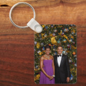 バラクオバマ米大統領ホワイトハウスクリスマス キーホルダー (正面)